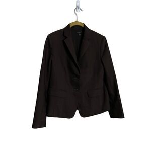 Ann Taylor Virgin Wool Blend Chocolate Brown Blazer 4 Petite